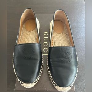 Gucci Black Espadrille Slip-Ons
